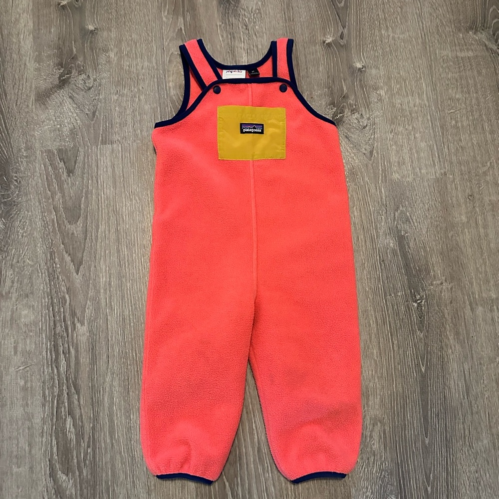 Patagonia Girls 2T Pink Fleece Synchilla Overalls